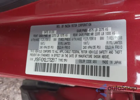 2020 Mazda Cx-5 Grand Touring из США, поврежденный, VIN JM3KFADM2L0782517